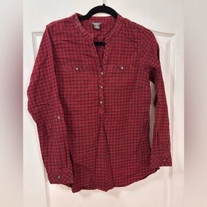 Eddie Bauer red plaid flannel tunic shirt